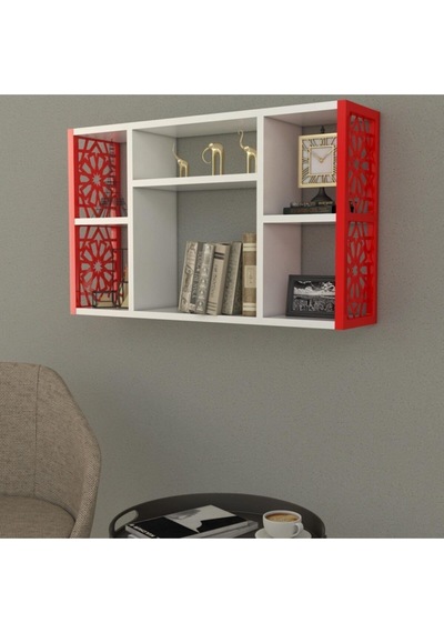 Terek Dekoratif Duvar Rafı Kırmızı