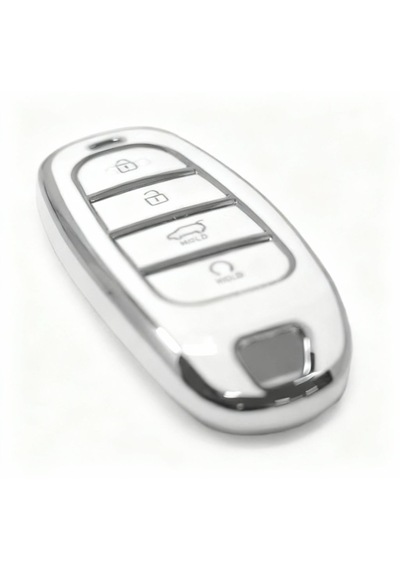Autohan Keys Hyundai 2021 2024 Yeni Tucson & Santa Fe Uyumlu Anahtar Kılıfı Beyaz & Gümüş