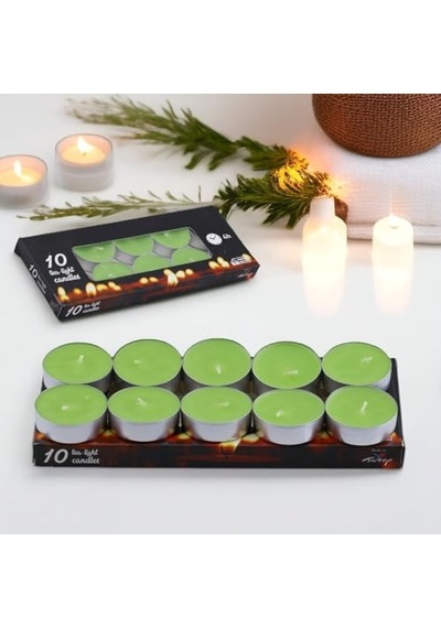 Tealight Mum 10x10 Gr Dekoratif Mumu Kandil Hediyelik Fitilli Mumluk Şamdan Yeşil Renk Kokusuz Çok Renkli
