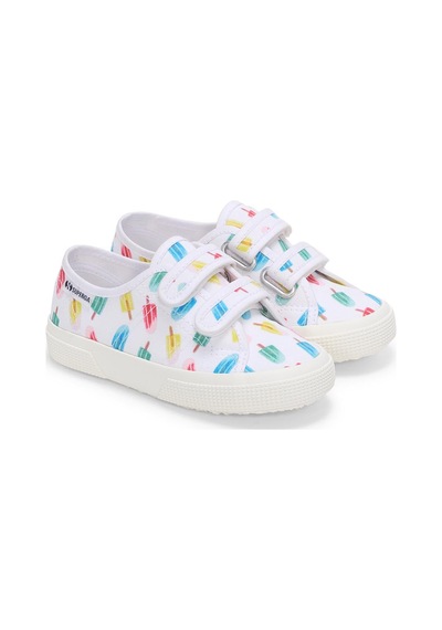 Superga 3750 Kids Straps İce Lolly Print Leggera Çocuk Unisex Beyaz Bileksiz Sneaker Beyaz-447