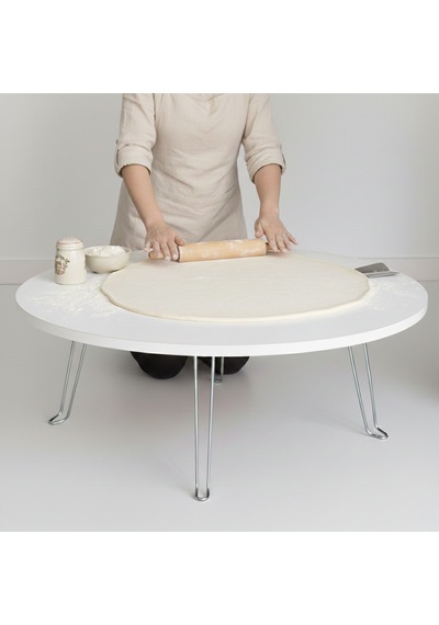 Ratemo Parlak Beyaz Katlanır Yer Sofrası 22 Cm Yükseklik 80 Cm Genişlik Beyaz