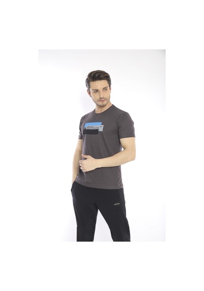 Escetic Erkek Spor Füme Bisiklet Yaka Slim Fit T-Shirt-3353