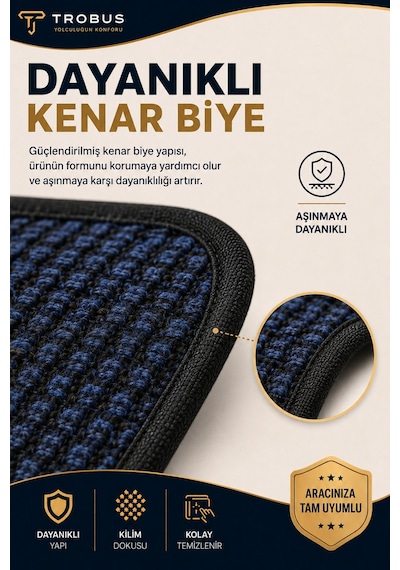 Nissan Juke 2011-2018 Üniversal Örme Ön 2 Parça Minder Terletmez Kaymaz Taban Lacivert Siyah