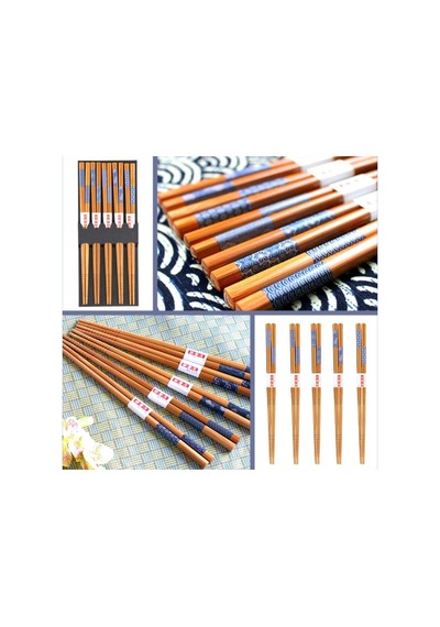 Omeniv Beş Çift (10) Chopstick Set Bambu Yemek Sushi Noodle