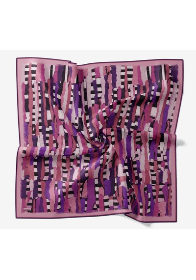 Silk Home Twill İpek Eşarp Şerit Pembe Çok Renkli