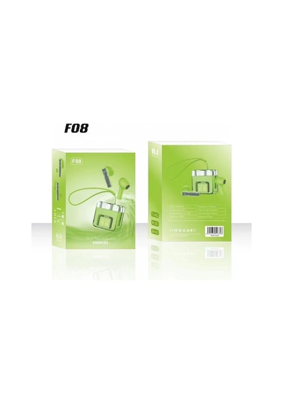 Karler Bass F08 Dijital Şarj Göstergeli Tws Bluetooth Kulaklık - Yeşil