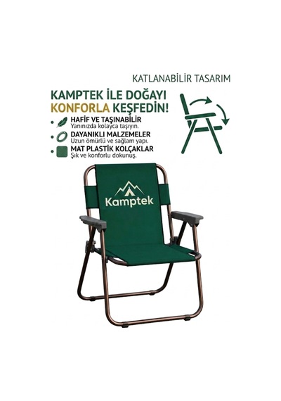 Metal Katlanır Kamp Karavan Doğa Piknik Plaj Sandalyesi 4 Adet Yeşil - Mavi Yeşil