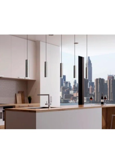 Mylights Sıralı Masaüstü Beşli 5 Li Sartkıt 120cm Metal Gövde Tasarruflu Led Ampul İnox Paslanmaz Kaplama Mat Sarı Inox