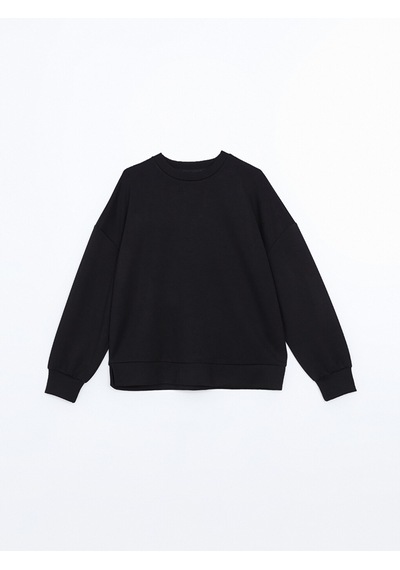 Lcw Vision Siyah Bisiklet Yaka Oversize Kadın Sweatshirt