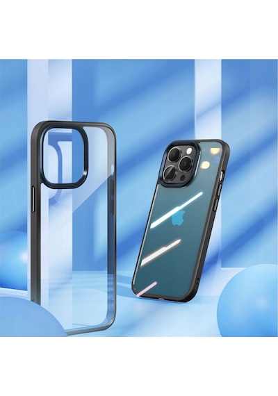 Rock Apple Uyumlu iPhone 14 Pro Max Guard Şeffaf Kılıf Siyah Siyah
