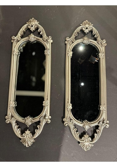 Peramari Dekoratif Polyester Ikili Niş Dikdörtgen Ayna Takımı Gümüş Gümüş Çok Renkli