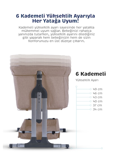 Baby Storch - Sallanabilir Anne Yanı Portatif Beşik Bej