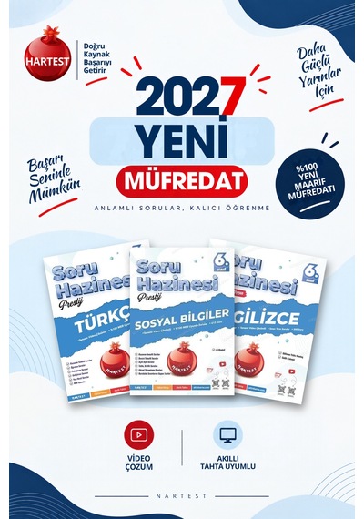 Nartest Yayınevi 2027 6. Sınıf Türkçe + Sosyal Bilgiler + İngilizce Yeni Müfredat Bağlam Temelli Soru Hazinesi Seti 3 Kitap