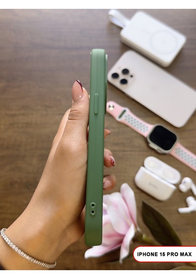 Apple iPhone 15 Pro Max Uyumlu Kamera Korumalı Darbeye Dayanıklı Renk Atmayan Keep Silikon Kılıf Haki