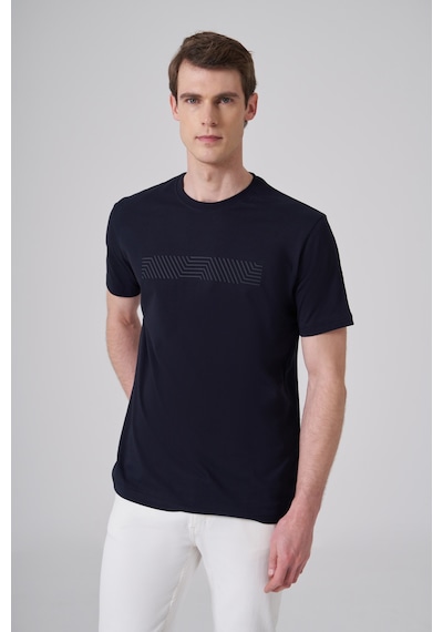 Morven Erkek Lacivert Trend Baskılı Bisiklet Yaka Dinamik Fit T-shirt 26ys018009200 Lacivert
