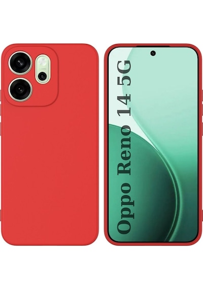 Oppo Reno 14 5g Uyumlu Silikon Kılıf - Kamera Korumalı Esnek Pastel Renk Kapak - Kırmızı Kirmizi