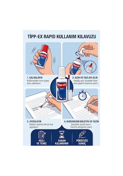 Sıvı Silici Daksil 1 Adet Tipp-ex 20 Ml Fırçalı Sıvı Düzeltici Daksil Yazı Düzeltici Okul Ofis Büro Fırça Uçlu Daksil
