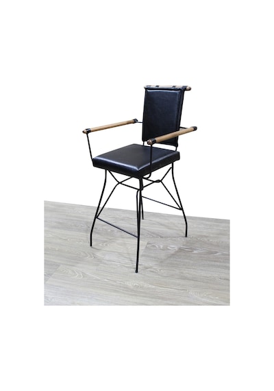 Bengimobilya Sandalye Penyez Bar Yüksek Model Metal Çelik Siyah Fırın Siyah Bo Siyah