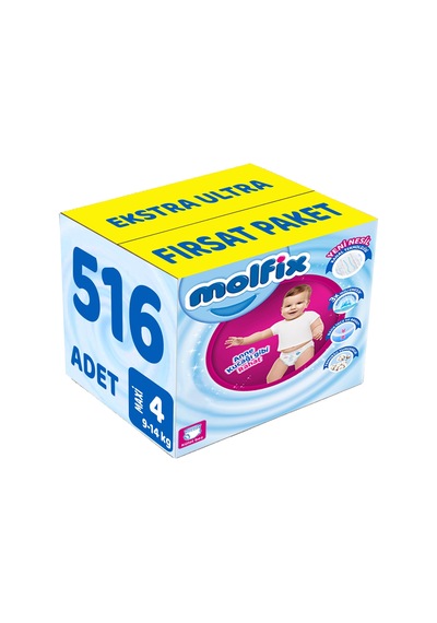 Molfix Külot Bebek Bezi 4 Numara 9-14kg Maxi 516 Adet 6'lı