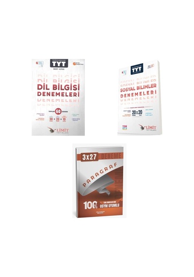 2027 2027 Limit Tyt Türkçe Dil Bilgisi 60 Deneme + Sosyal Bilimler 20x20 Deneme + Anla Kazan Paragraf Deneme 3'lü Set