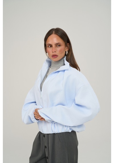 Mai Collection Positano Büzgü Detay Mavi Bomber Ceket