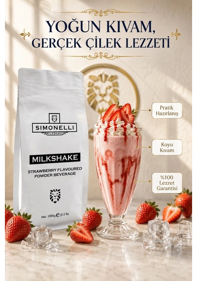 Simonelli Çilek Aromalı Toz Milkshake Karışımı 1 KG