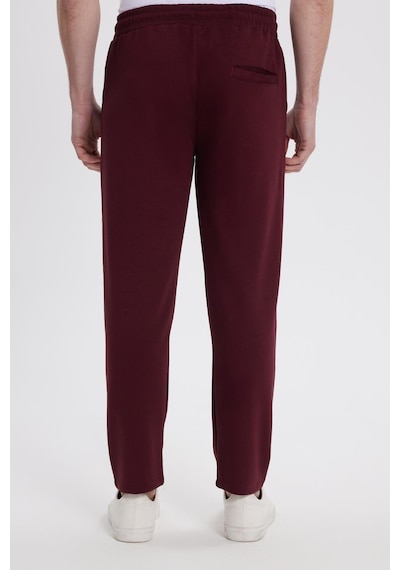 Tudors Erkek Slim Fit Dar Kesim Beli Bağcıklı 3 Cepli Geniş Paça Bordo Eşofman Altı-41908 Bordo