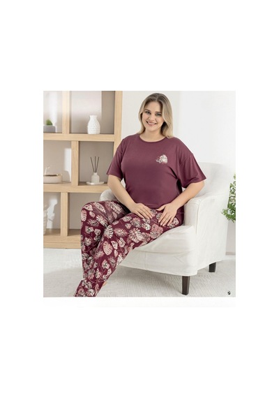 Pijamoni Kadın Ring Viskon Bisiklet Yaka Kısa Kol İnce Pijama Takımı 1445/7 - 1 Adet Bordo Pijamoni Kadın Ring Viskon Bisiklet Yaka Kısa Kol İnce Pijama Takımı 1445/7 - 1 Adet Bordo