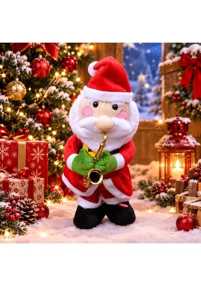 Saksafon Çalan Noel Baba Müzikli Dans Eden Noel Baba Yılbaşı Hediyesi Noel Hediyesi Chrıstmas Gıft