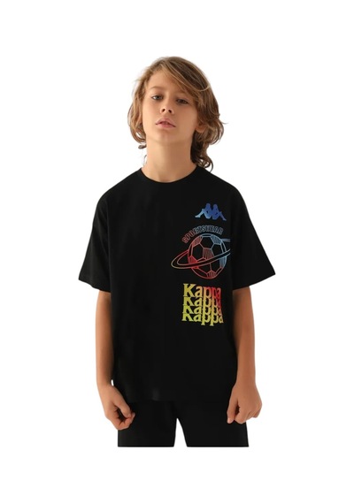 Kappa Authentic Cayden Erkek Çocuk Antrasit Regular Fit Tişört SIYAH