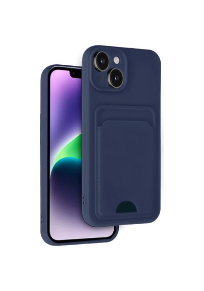 Apple Apple Uyumlu iPhone 14 Kılıf Kelvin Kartvizitli Silikon - Lacivert 0.2M-Çok Renkli
