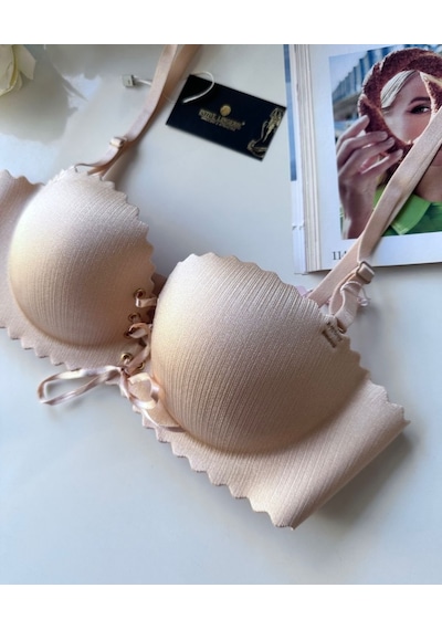 Intive Lady Lazer Kesim Önden Bağlamalı İthal Dikişsiz Push-up Ma Pudra