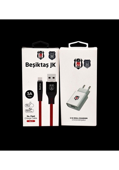 Beşiktaş Lisanslı Type-c Data-şarj Kablosu Ve Şarj Adaptörü 1 Metre