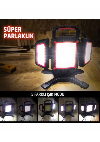 Rox 0225 Şarjlı Açılı Ayarlı Çalışma Kamp Feneri 2000 Lümen Siyah