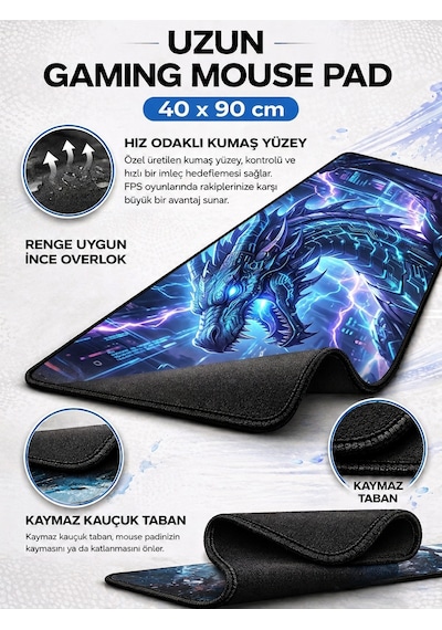 Karışık-01 40x90 Gaming Kaymaz Taban Oyuncu Ultra Pürüzsüz Mousepad 003