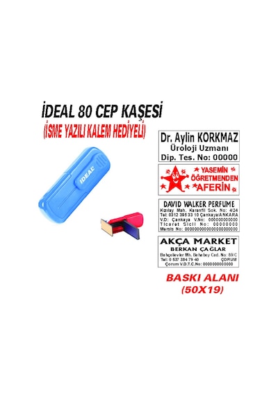 İdeal 80 Cep - Firma - Ofis - Şirket - Doktor - Avukat Kaşesi N11.23295