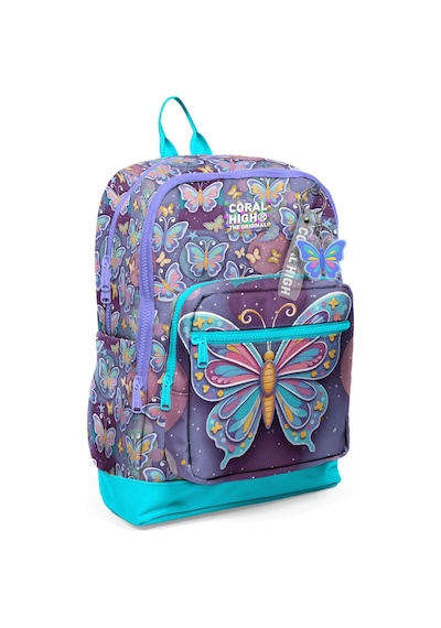 Coral High Kız Çocuk Pastel Renkli Kelebek Desenli İlkokul Sırt Çantası Dört Bölme 33206 Lila
