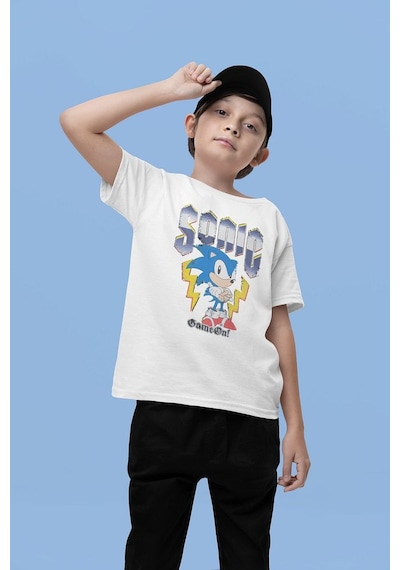 Sevbano Unisex Süper Sonic Şimşek Baskılı Çizgi Film Çocuk Tişört 1-12 Y Beyaz