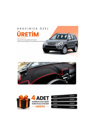 Honda Cr-v 2000-2006 Uyumlu Torpido Koruma Örtüsü Oto Kılıfı - Siyah Kırmızı