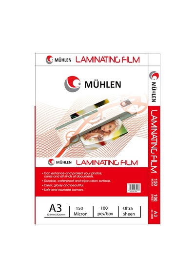 Mühlen Laminasyon Makinesi Filmi 150 Mc A3 1 Paket 100 Adet