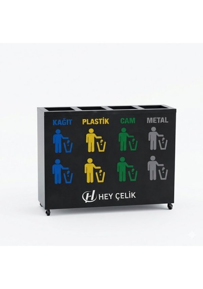 4 Lü Sıfır Atık Kutusu Geri Dönüşüm Ünitesi Gd-204 Metal Atık Ayrıştırma Sistemi