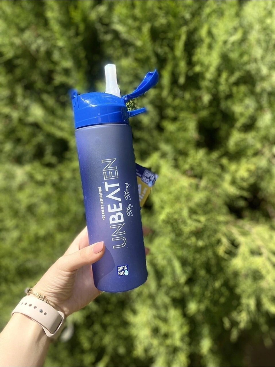 Tritan Su Matarası Su Şişesi Suluk Pipetli 600 Ml Mavi