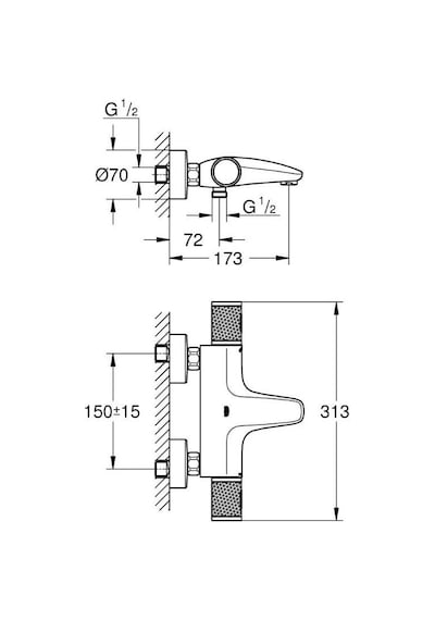 Grohe Grohtherm 1000 Performance Termostatik Banyo Bataryası - 34830000 Gümüş