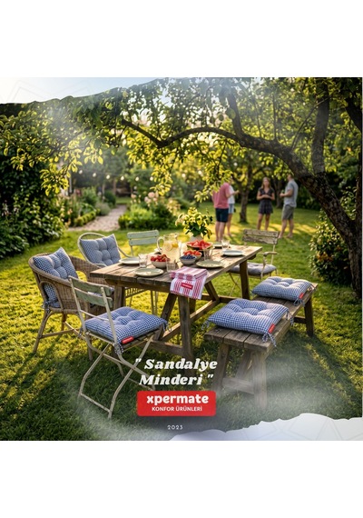 Pötikareli Sandalye Minderi 40x40 Pofidik Piknik Minderi Mavi