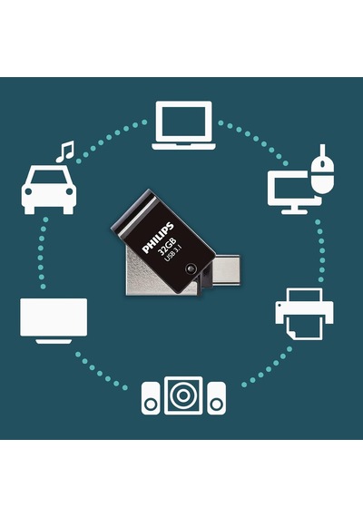 Philips 2'si 1 Arada Otg Edition Ultra Speed Usb-c/usb 3.1 Çift U