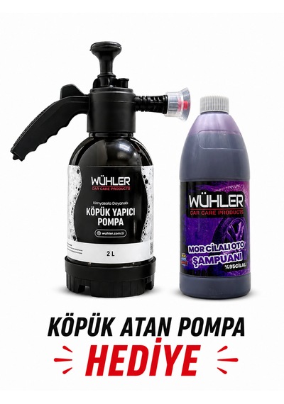 %95 Cilalı Mor Oto Şampuanı 750 Ml+ Hediye Köpük Atan Basınçlı Pompa 2 Lt