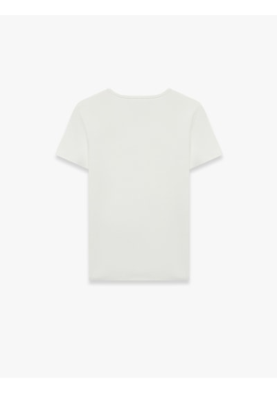 Koton Slim Fit Pamuklu Kısa Kollu Bisiklet Yaka Çiçek Baskılı Tişört Ekru 6sal10890ık