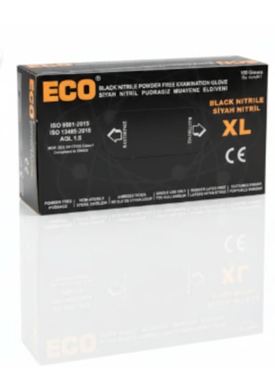 Eco Black Nitril Siyah Muayene Eldiveni Xl Beden Pudrasız 100 Adet