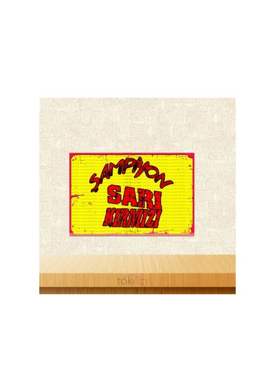 Şampiyon Sarı Kırmızı 20x30 Cm Retro Ahşap Tablo Çok Renkli - 743297238 Çok Renkli