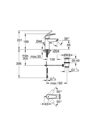 Grohe Eurosmart 332652433 Tek Kumandalı S Boyut Lavabo Bataryası Siyah